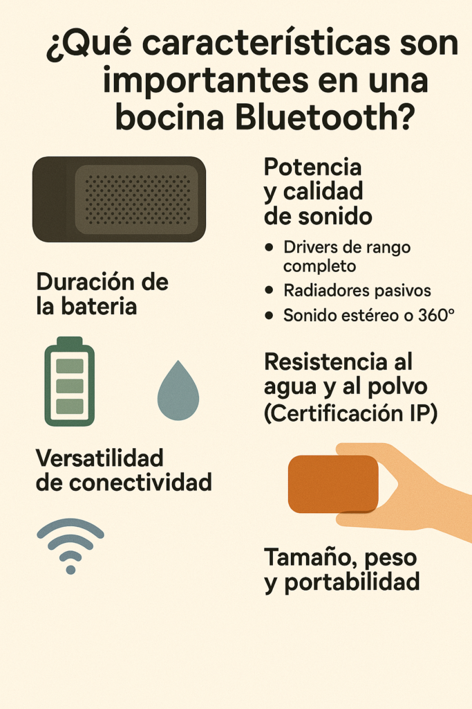Qué características son importantes en una bocina Bluetooth